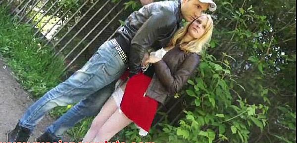  Blonde teen Yani picks up a guy in park for sex